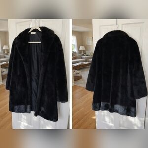 Valerie Stevens Elegant Black Faux Fur Coat